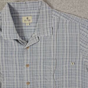 Solitude Plaid Shirt Button Down Large Short sleeve Outdoor